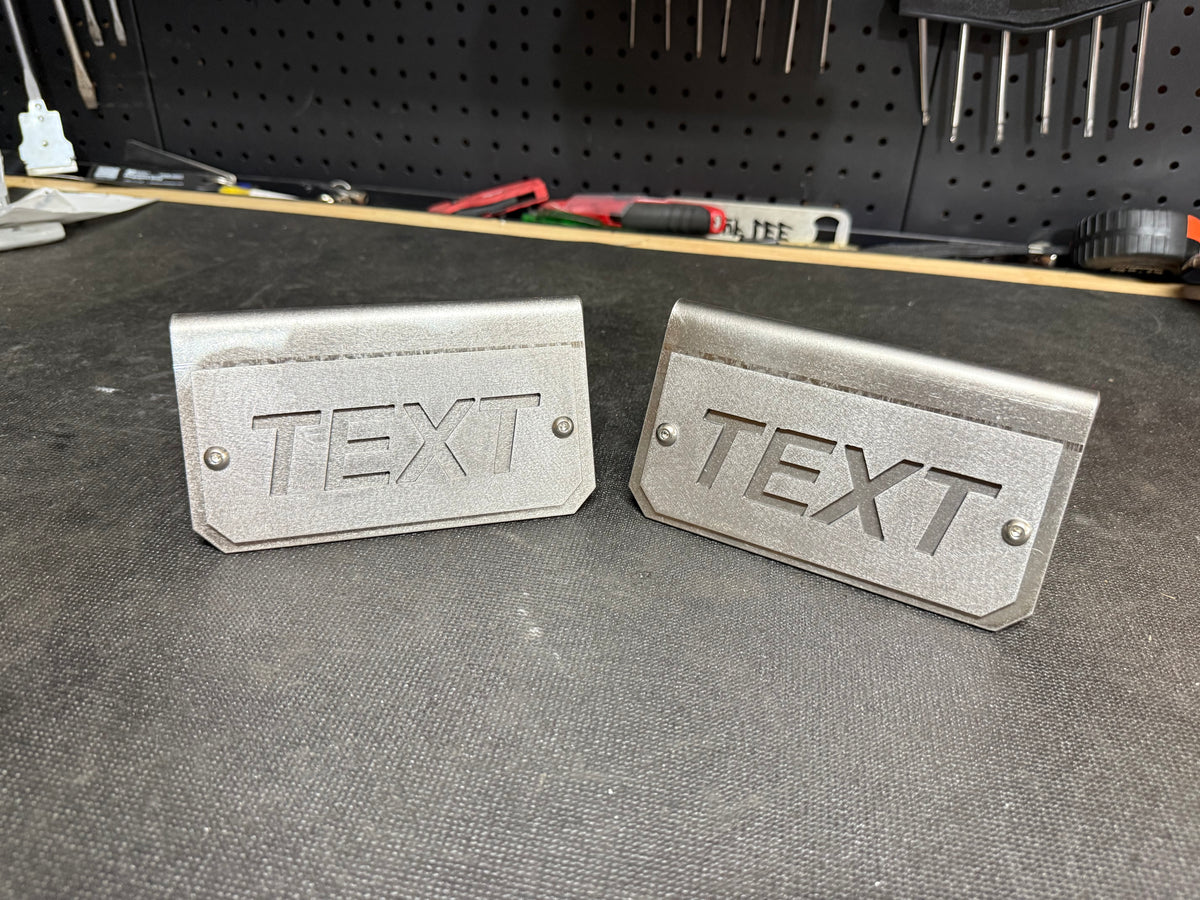 Coil Spring Show Plate For 2005-2026 Ford F-250/F350- "Custom Text ” (RAW STEEL)